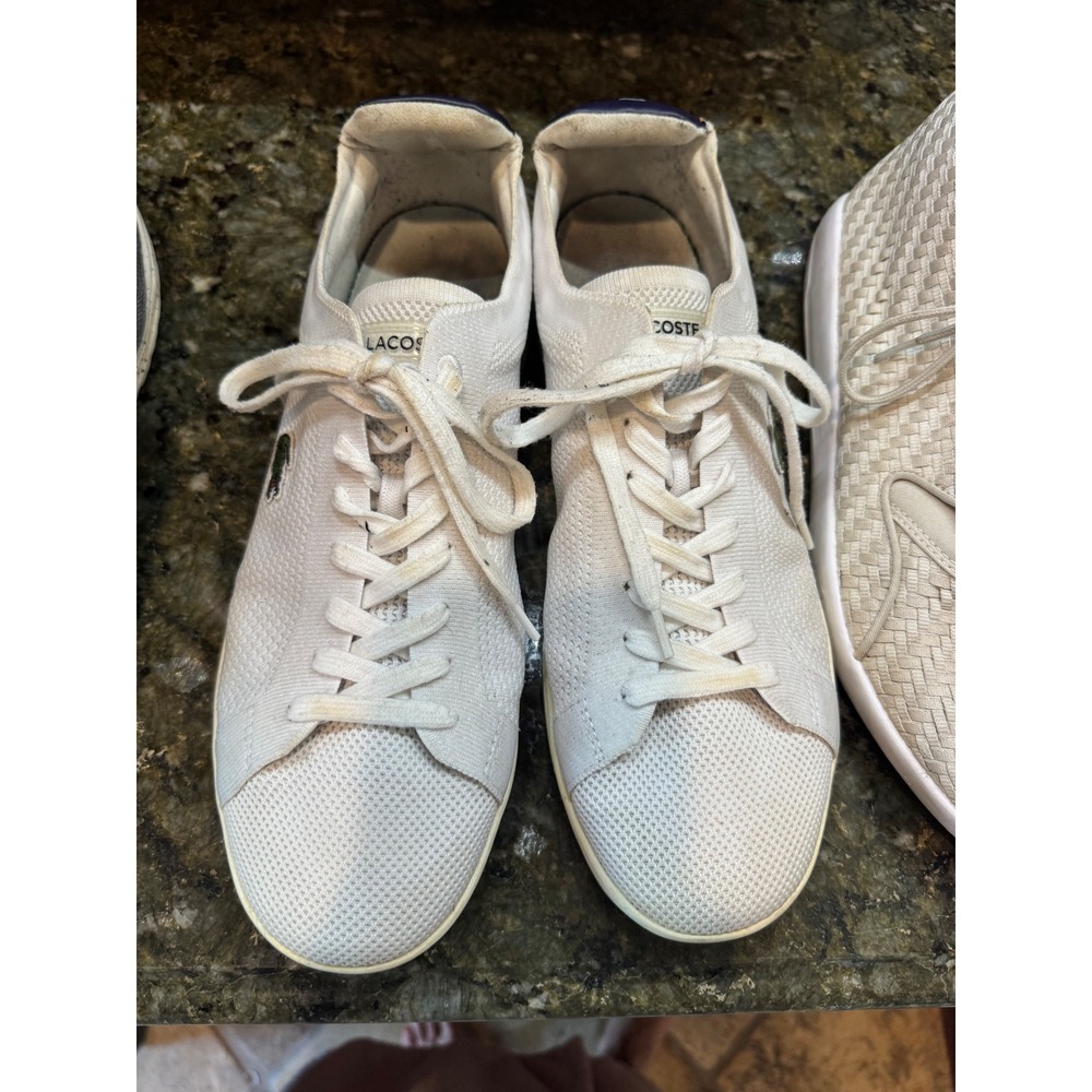 Lacoste Carnaby Pique 123 1 SMA Mens White Knit Sneakers Low Top 745SMA0023042